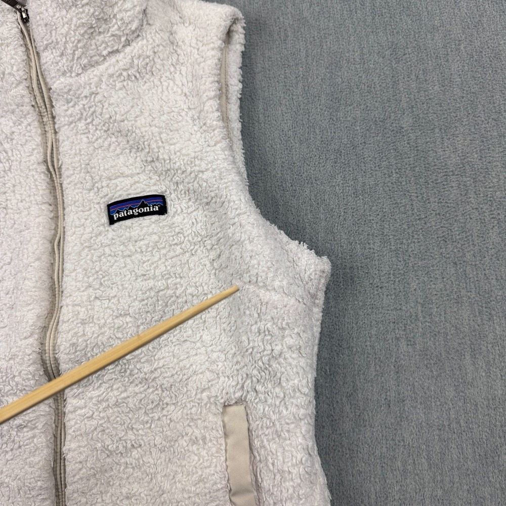 Patagonia Vest Women Small White Los‎ Gatos Fleece Full Zip Fuzzy Pocket 25215 - Picture 10 of 13